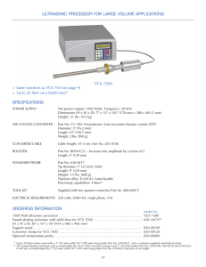 vcx 1500 specifications ordering information ultrasonic processor for