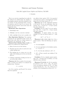Matrices and Linear Systems