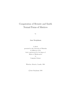 Computation of Hermite and Smith Normal Forms of Matrices