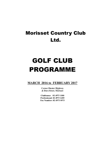 2016 Golf Programme - Morisset Country Club