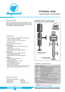 External Cage Displacer Switches Sales Literature BE46-121