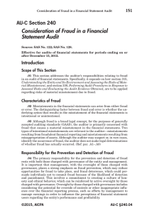 Consideration of Fraud in a Financial Statement Audit