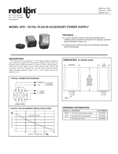 MODEL APS - OCTAL PLUG-IN ACCESSORY POWER SUPPLY