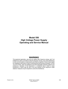 Model 556 High Voltage Power Supply Operating and Service