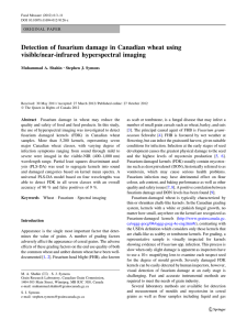 Detection of fusarium damage in Canadian wheat using visible/near