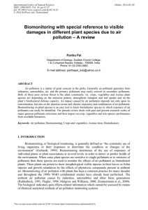 Biomonitoring with special reference to visible damages in different