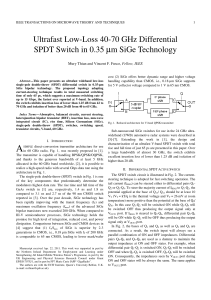 Ultrafast Low-Loss 40-70 GHz Differential SPDT Switch in 0.35 μm