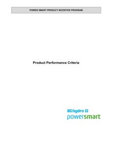 Product Performance Criteria