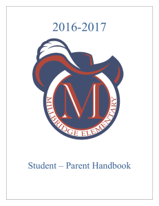 Student – Parent Handbook - Millbridge Elementary School