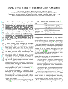 Energy Storage System Sizing for Peak Hour Utility Applications