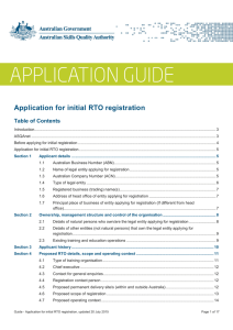 Application guide—Application for initial RTO registration
