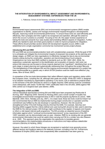 THE INTEGRATION OF ENVIRONMENTAL IMPACT ASSESSMENT