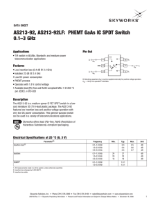 AS213-92, AS213-92LF: PHEMT GaAs IC SPDT Switch 0.1–3 GHz
