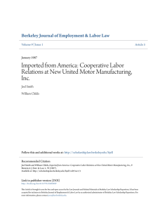 Cooperative Labor Relations at New United Motor Manufacturing, Inc.