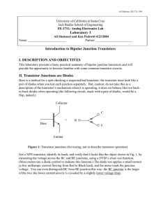 Laboratory 3 Introduction to Bipolar Junction Transistors I
