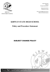 Subject Change Policy - Kirwan State High School