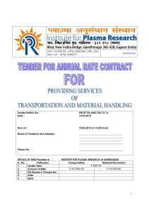 Tender Documents for Transportation and Shifting Work