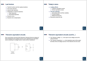 Last lecture Today`s menu Thévenin equivalent circuits i Thévenin