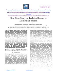 Real Time Study on Technical Losses in Distribution System