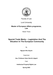 Special Trade Marks – Legislation And The Situation In The