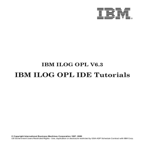 IBM ILOG OPL IDE Tutorials