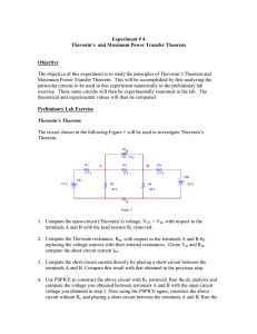 Experiment # 4 Thevenin`s and Maximum Power Transfer Theorem