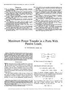 Maximum Power Transfer in n Ports With Passive Loads