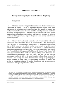 Poverty alleviation policy for the needy elders in Hong Kong