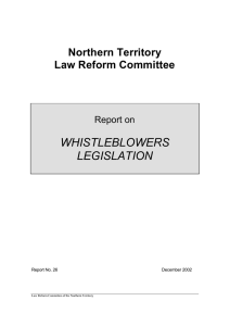 REPORT ON WHISTLEBLOWERS LEGISLATION