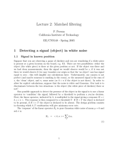 Lecture 2: Matched filtering