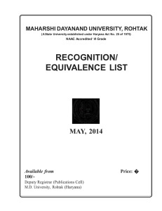 Recognition/ Equivalence List May 2014