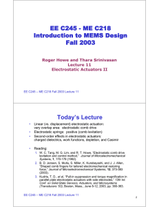 Lecture 11 Electrostatic Actuators II: complete