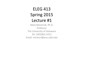 Lecture 1 - ECE/CIS - University of Delaware