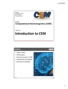 Lecture 1 -- Introduction to CEM