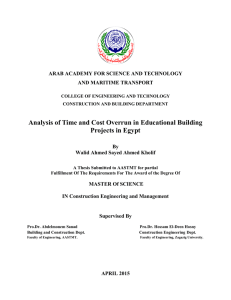 Analysis of Time and Cost Overrun in Educational Building Projects