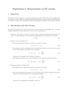 Experiment 2: Measurements on DC circuits