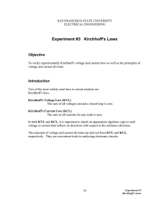 Experiment #3 Kirchhoff`s Laws - San Francisco State University