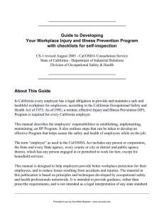 Guide to Developing Your Workplace Injury and - Cal