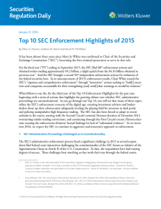 Securities Regulation Daily Top 10 SEC Enforcement Highlights of