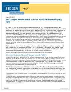 SEC Adopts Amendments to Form ADV and Recordkeeping Rule