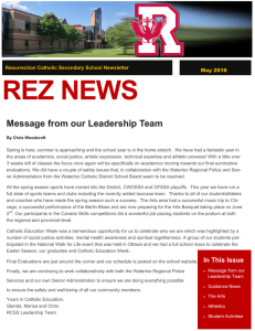 REZ NEWS - Resurrection CSS - Waterloo Catholic District School
