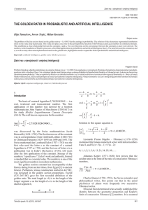 the golden ratio in probablistic and artificial intelligence