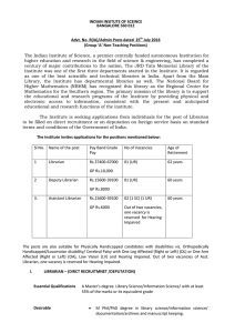 Advertisement - Indian Institute of Science Bangalore