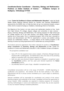 Coordinator Positions at IISc - Challakere Campus