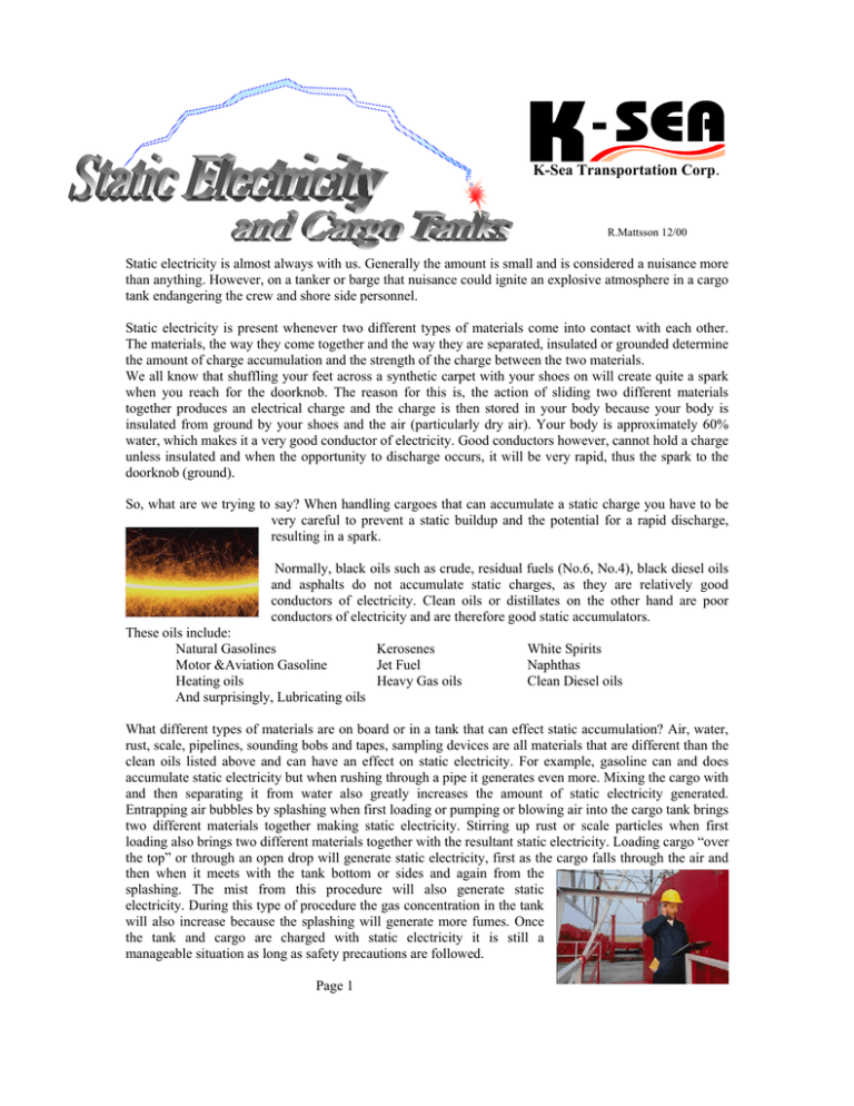 Static Electricity and Cargo Tanks