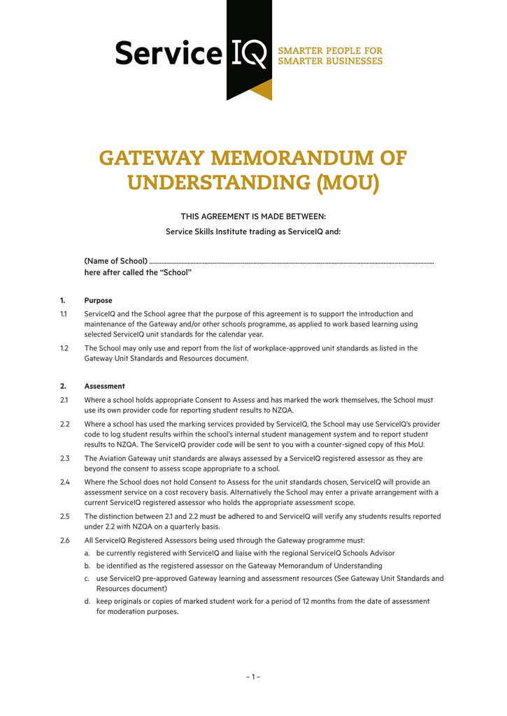 mou memorandum of understanding