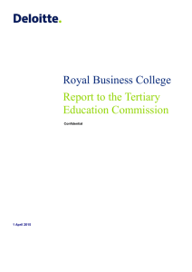 Royal Business College Report to the Tertiary Education Commission