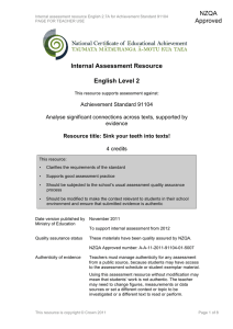 NZQA Approved Internal Assessment Resource English Level 2