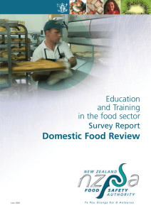 Education and Training in the food sector, Survey Report, Domestic