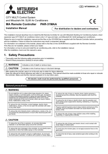 MA Remote Controller PAR-31MAA Installation Manual